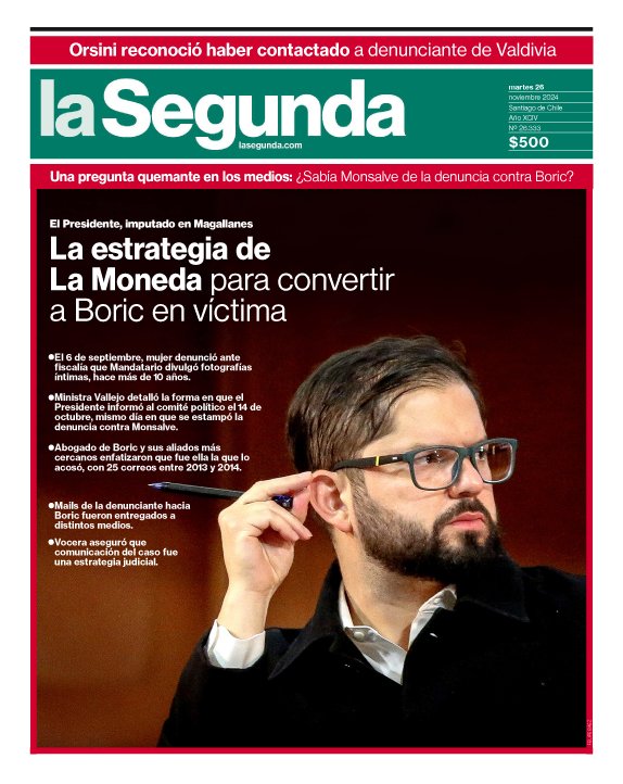 Lastarria_E's tweet photo. Hoy La Segunda sacó una portada de colección. A la altura de sus hits en la historia del periodismo chileno. https://t.co/mNqr03T6KU