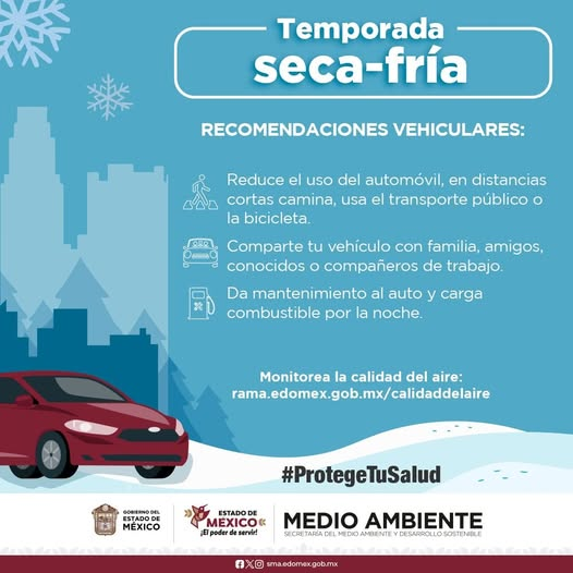 DGPCCA_Edomex's tweet photo. #InversiónTérmica
#TemporadaSecaFría
Las bajas temperaturas pueden atrapar contaminantes cerca del suelo, aumentando los niveles de polución. Te compartimos la siguiente recomendaciones.
Mantente informado sobre la #CalidadDelAire.
https://t.co/3kjzy0Y4Ih https://t.co/alIhxoOR4j
