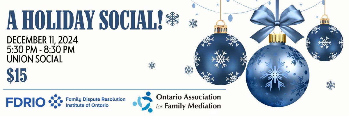 Don't miss out on the last social of the year! Join FDRIO &amp; <a href="/OAFMEDIATION/">OAFM</a> on December 11 in Toronto. Get your tickets now: fdrio.ca/events/#id=243…