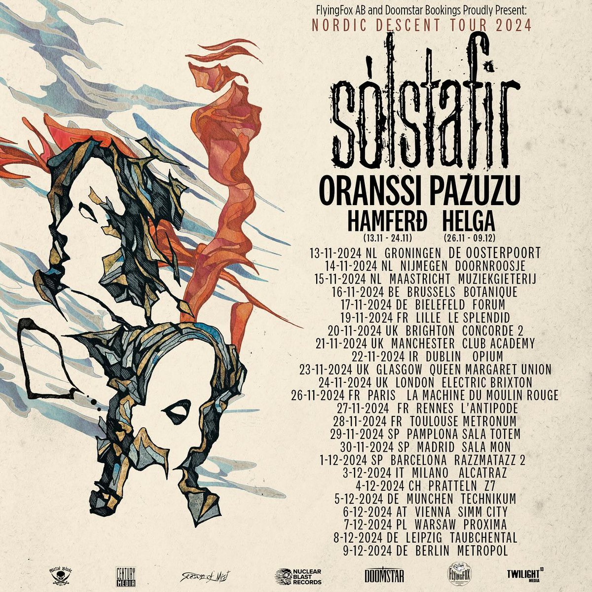 SeasonofMist's tweet photo. Helga's European run supporting Solstafir has begun! The run continues for 2 more weeks.
 
Get their SoM debut Wrapped In Mist at https://t.co/5dmEa6plnT
 
#Helga #postmetal #postrock #Solstafir https://t.co/JFccZBlSBf