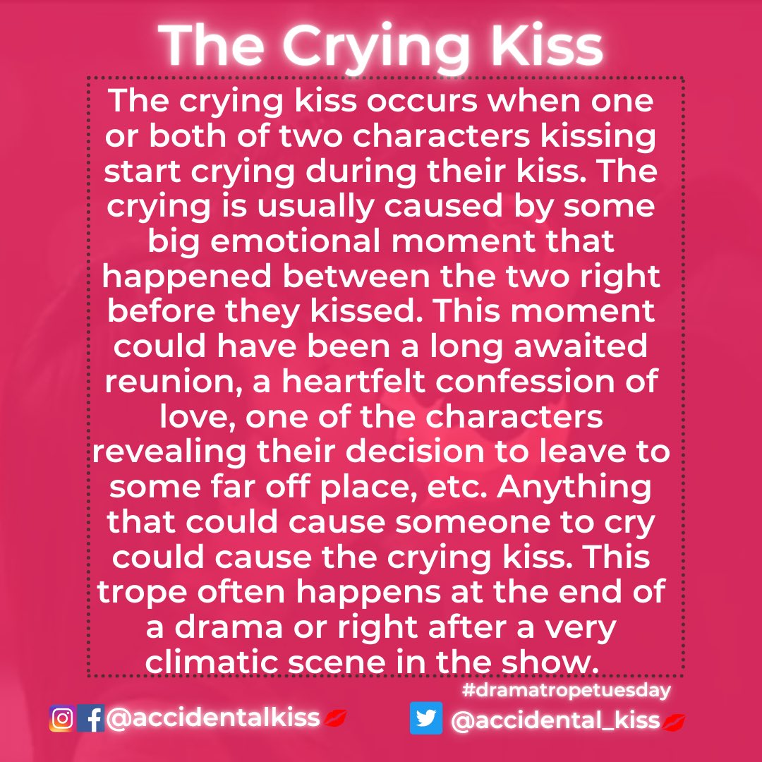 This week’s trope is the “Crying Kiss”.

I think it is usually pretty sweet and well-earned trope. It can add some extra warmth and tenderness to a scene.

#dramatropetuesday #asiandrama #asiandramatrope #cryingkiss