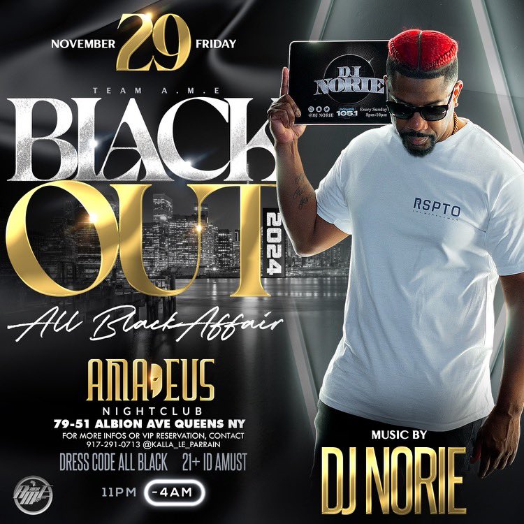 Friday November 29th 
1st Stop @mitierralatinfusionbx doors open 6pm-2am
2nd Stop Rich Balck Friday <a href="/rich/">Richard Hawke</a>._vibez 
3rd Stop All Black 2 Year Anniversary 
@naijabarandgrill @_therealhb
4th Stop Black out @clubamadeusnyc