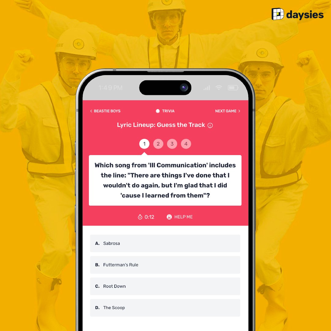 Last day to test your Beastie Boys knowledge! Play trivia on <a href="/daysiesgames/">Daysies</a> here: daysi.es/beastieboys-tr…