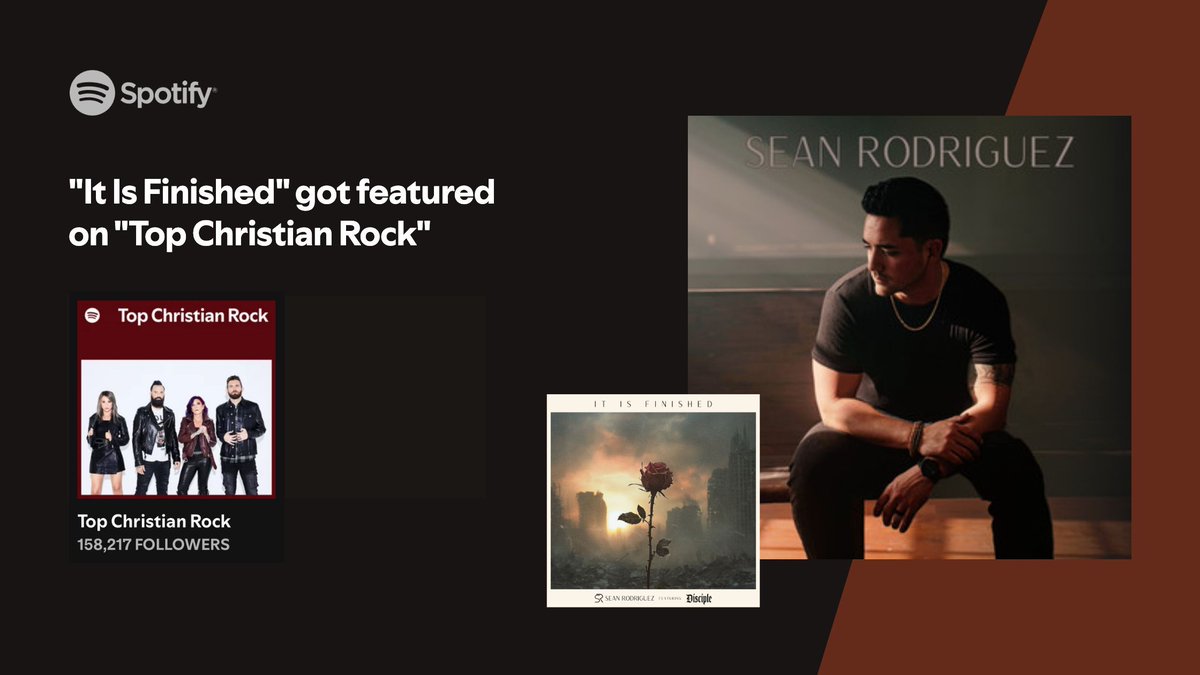 Thank you <a href="/spotify/">Spotify</a> for showcasing 🌹 "It Is Finished" feat. <a href="/disciplerocks/">Disciple</a> in your Top #ChristianRock #playlist! Listen here 👉 buff.ly/3OuInqR | #christianmusic #ccm #gregatron