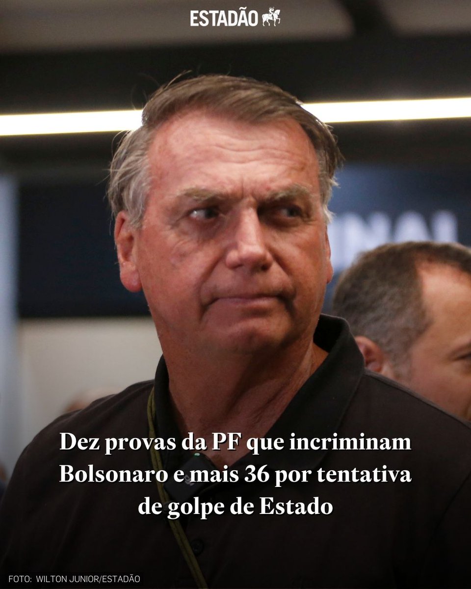 Estadao's tweet image. INVESTIGAÇÃO

Dez provas da PF que incriminam Bolsonaro e mais 36 por tentativa de golpe de Estado 

bit.ly/497Fg1y