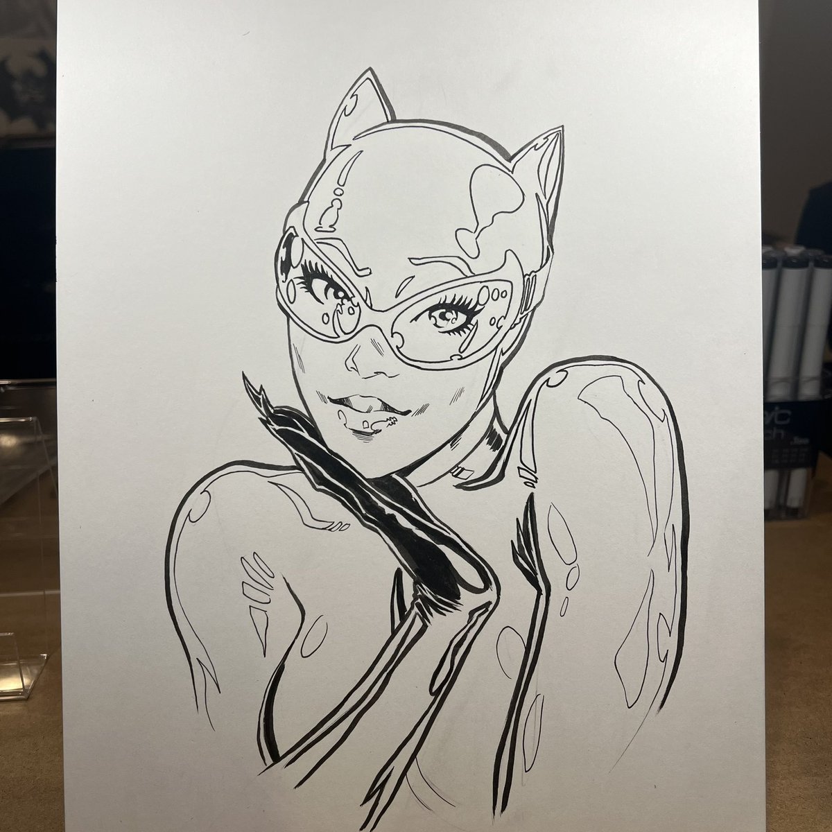 jdgillespiejr's tweet photo. Forgot to get a shot of pencils before starting on inks
#cat #catwoman #selena #selenakyle #gotham #siren #gothamcity #gothamcitysirens #comicart #comics #comicbook #comicbookart #comicartist #sketch #copic #copicmarkers #comicink #ink #dimensioncomics #severedsoulscomic https://t.co/9crVfxgsdg