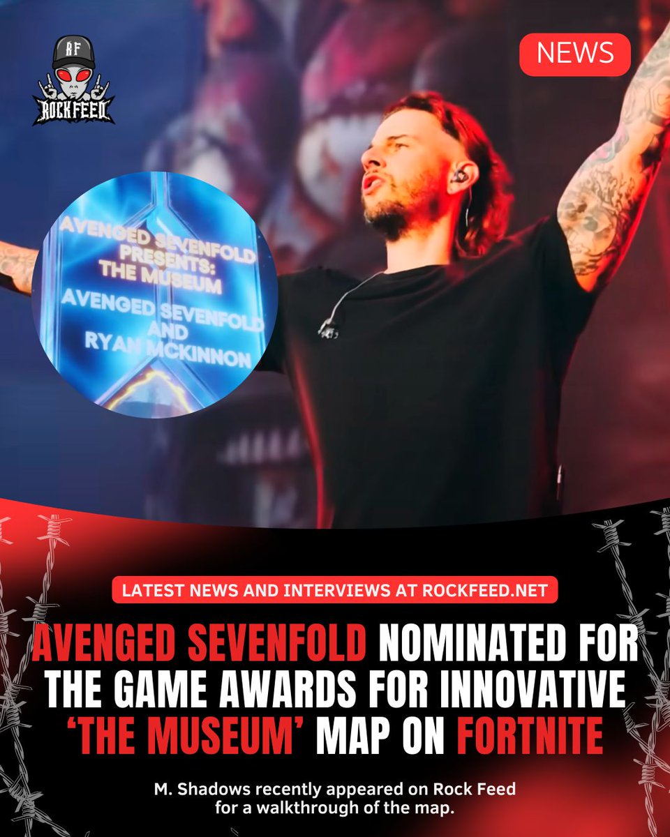 CONGRATS: Avenged Sevenfold's Fortnite experience 'The Museum' has been nominated at The Game Awards. Fans can vote for Avenged Sevenfold through a portal inside “The Museum” which can be found at 5592-6865-3961 on Fortnite.

M. Shadows appeared on Rock Feed recently to help