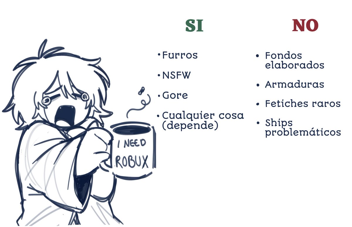 COMISIONES ABIERTAS!
yippeee por fin
BTW un personaje extra le agregaría 10 robux al precio final.
Método de pago: ROBUX !🐀🐀