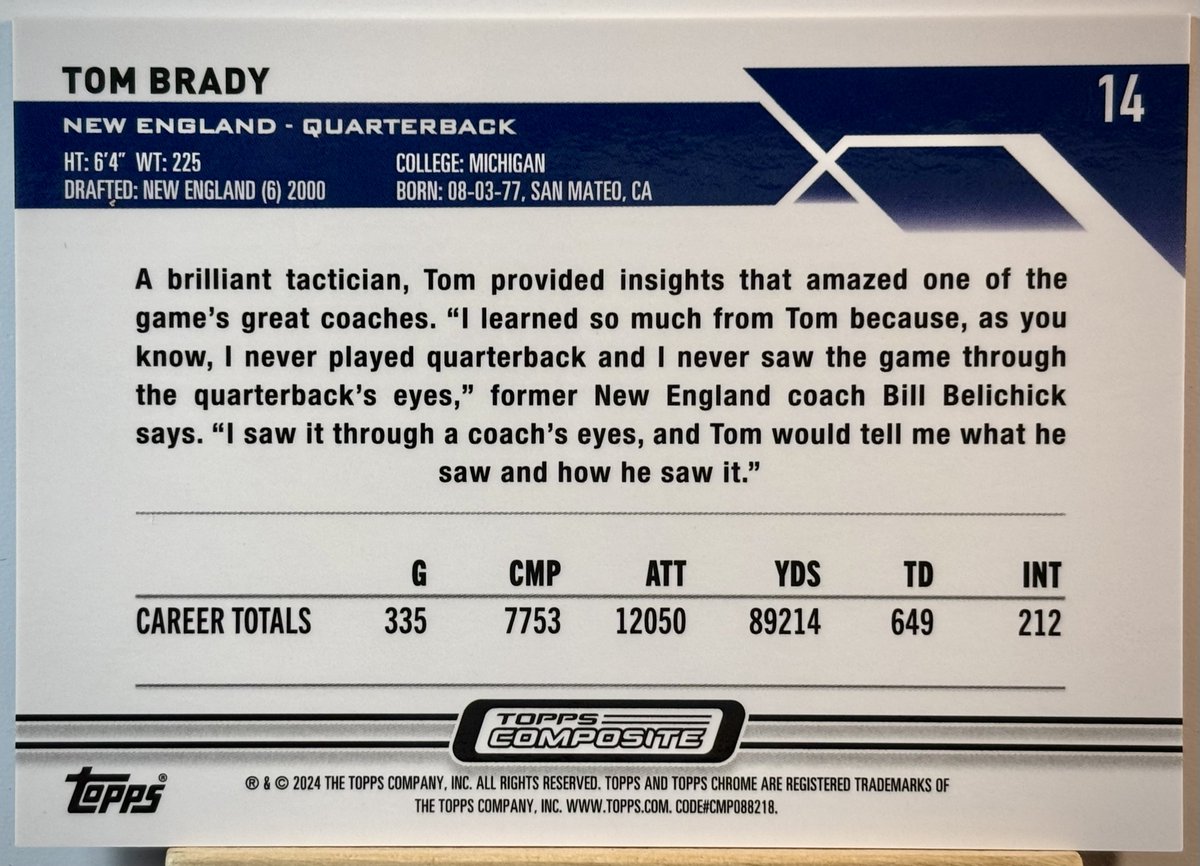 CDB_SportsCards's tweet image. #Tom Brady Purple Speckle /250 #ToppsComposite #NFL