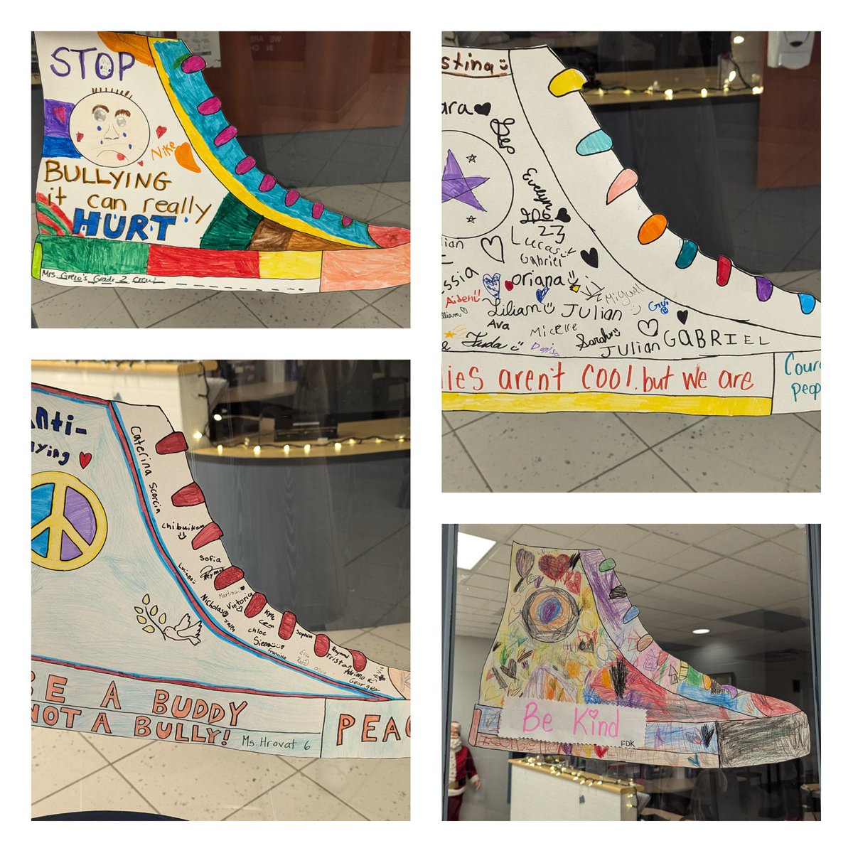 Our St. Agnes Stars shared their positive affirmations &amp; words of encouragement &amp; love on our heart notes. Each class stomped out bullying with their own class pledge.Let's Keep SAA safe and inclusive !TY to our Gr. 8 Spirit Leads for raising awareness &amp; for spreading the word!