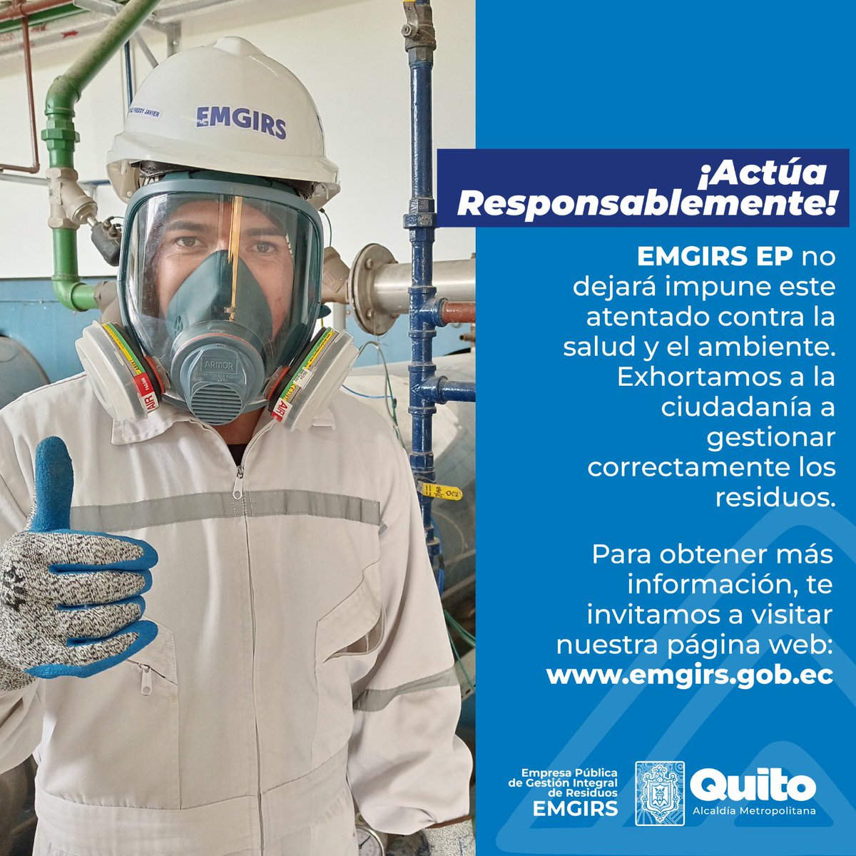 EMGIRSEP's tweet photo. ♻️ #QuitoSostenible | Ante emergencias relacionadas con la inadecuada disposición de desechos peligrosos ⚠️, actuamos de forma inmediata para ofrecer soluciones efectivas frente a estos actos irresponsables. ✅

Fomentamos la conciencia ciudadana sobre la correcta gestión de estos residuos, evitando riesgos para la salud 🏥 y el medio ambiente 🌎.

Con gestión responsable, #QuitoRenace 🙌🏽 🌱