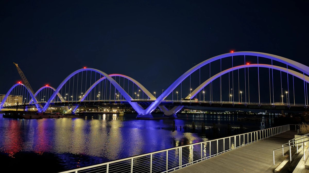 Yesterday, the Frederick Douglass Memorial Bridge was illuminated yellow for the <a href="/WashSpirit/">Washington Spirit</a>.

Tonight, it's glowing purple for the <a href="/ORLPride/">Orlando Pride</a> per the terms of our wager with <a href="/orlandomayor/">Mayor Buddy Dyer</a>.

All year round, there's no shortage of spirit and pride in our city. 💛💜