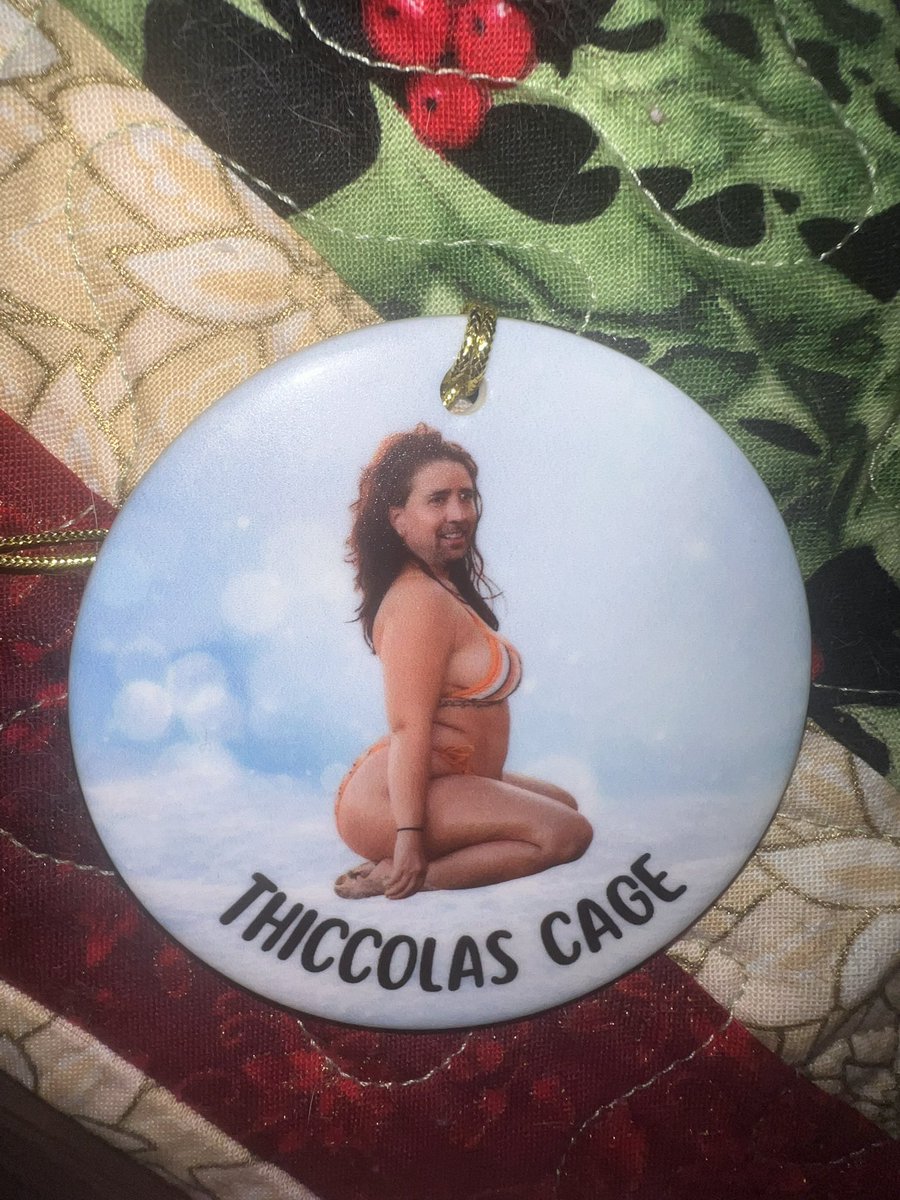 OfficerRheazy's tweet photo. Saving the best ornament for last          🤤🎄🤣#nicolascage https://t.co/CYNbHldAAo