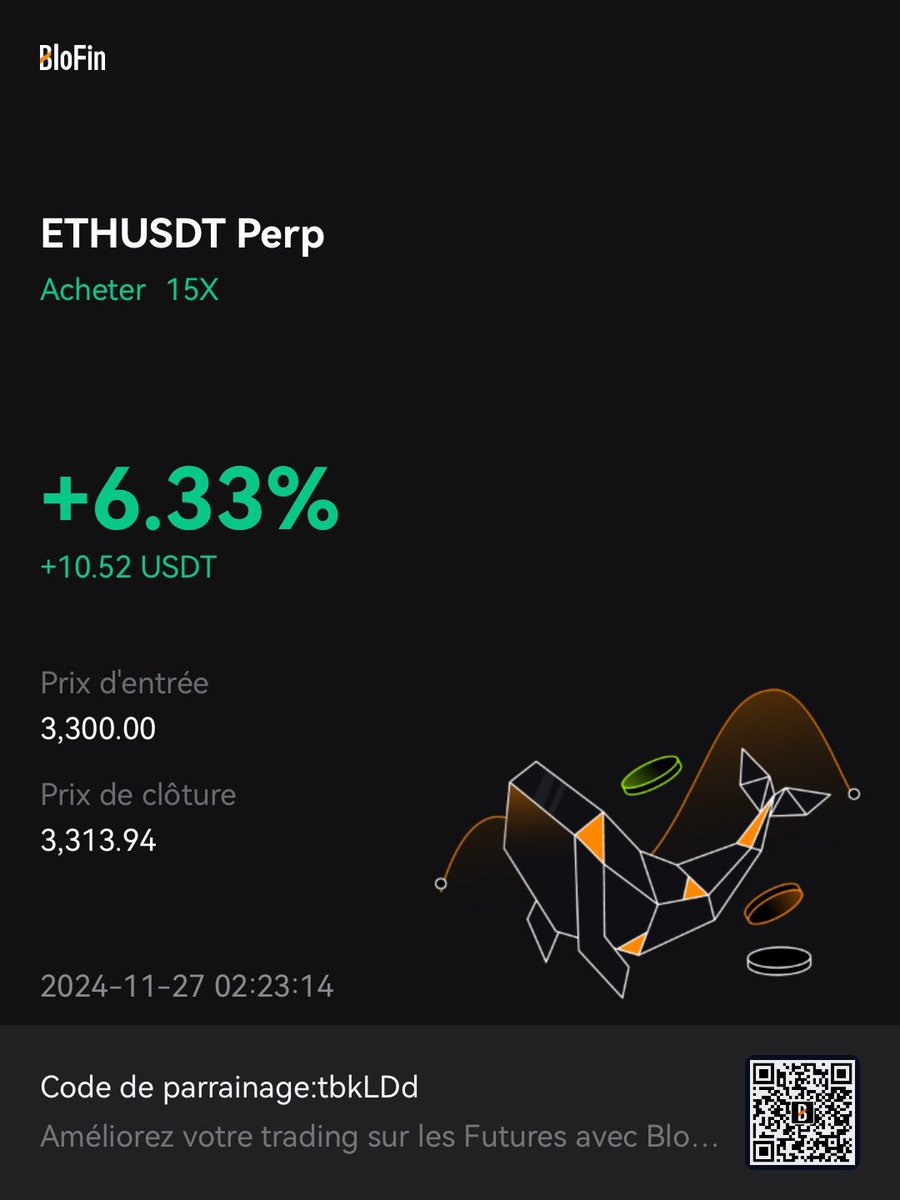 JohnBostad's tweet photo. Aujourd’hui on encaisse un petit peu malgré la correction du marché. Alors avec la correction je me suis mangé un sale -25% (-44usdt) mais j’ai réussi a me rattraper avec des bonnes opportunités. Donc on finit la journée sur un +15 $USDT https://t.co/QCQpzmR5gv