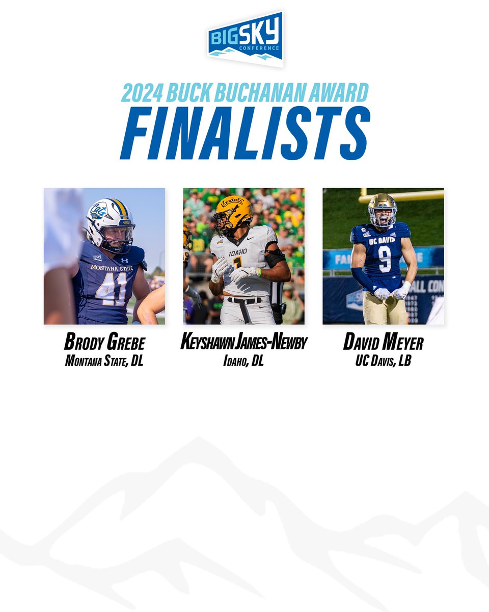 The Big Sky last won the Buck Buchanan Award in 2019, who’s next on the list? 

The Big Sky Finalists ⬇️ 
<a href="/BrodyGrebe/">Brody Grebe</a> 
<a href="/keyshawn_newby/">Keyshawn James-Newby</a> 
<a href="/_david_meyer27/">David Meyer</a> 

#ExperienceElevated