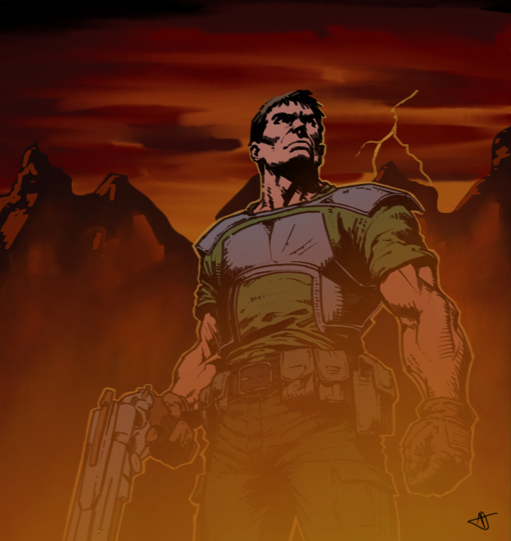 sensible_dude2's tweet photo. A grim vision takes hold of his mind as the demon carcasses steam in his wake. Stretched before him is a path of perpetual torment... A path through DOOM... https://t.co/vVQm2RCeDP