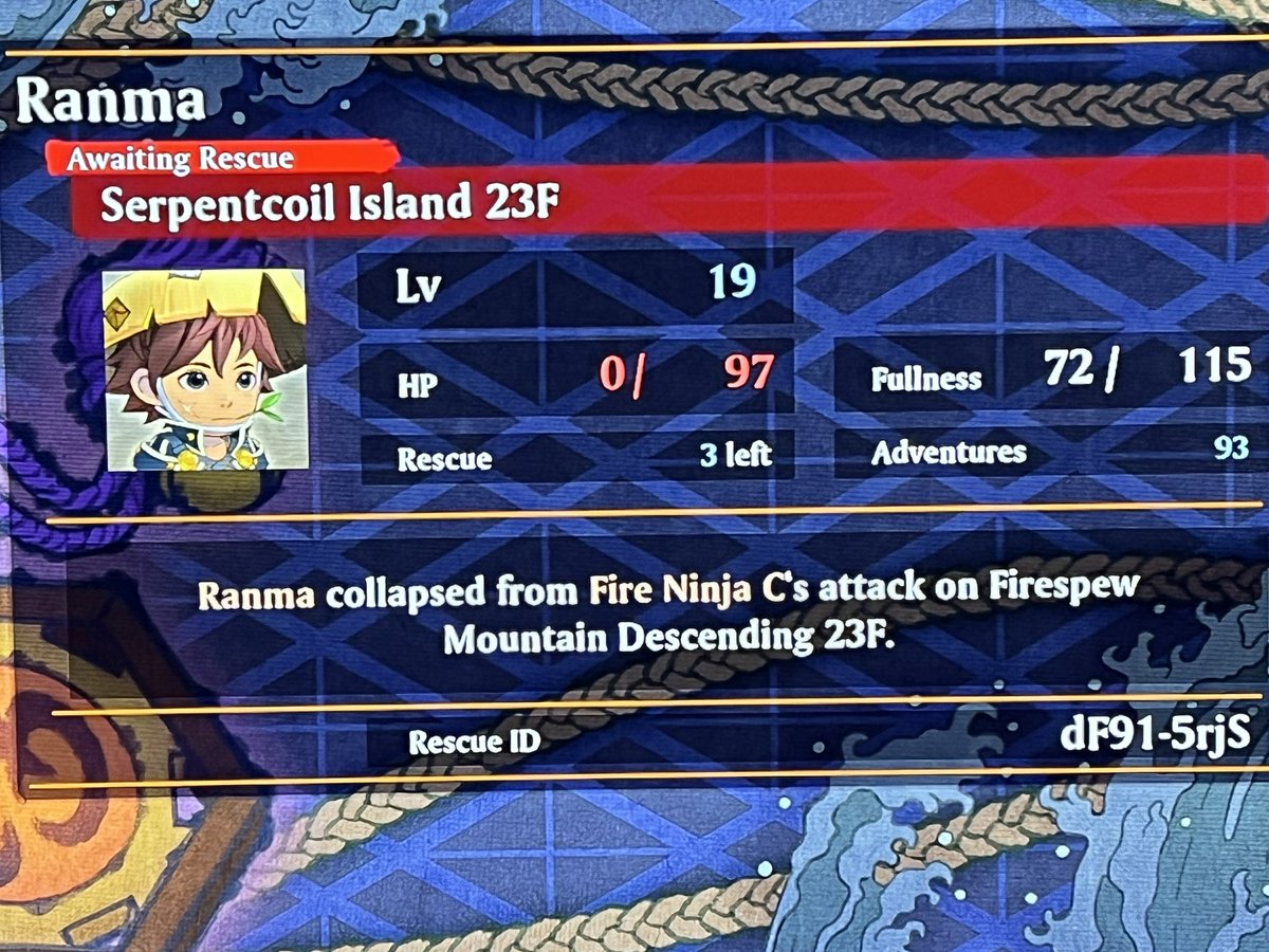 SomeBulbasaur's tweet image. Would like someone to help my Shiren! I got too cocky.

dF91-5rjS

#ShirenTheWanderer #風来救助