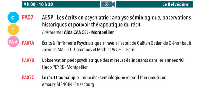Très belle session ⁦<a href="/AssoAESP/">AESP</a>⁩ ce matin sur les écrits en psychiatrie ! Nous vous attendons pour ce rendez vous annuel ! ⁦<a href="/CfpNathalie/">Congrès Français de Psychiatrie</a>⁩