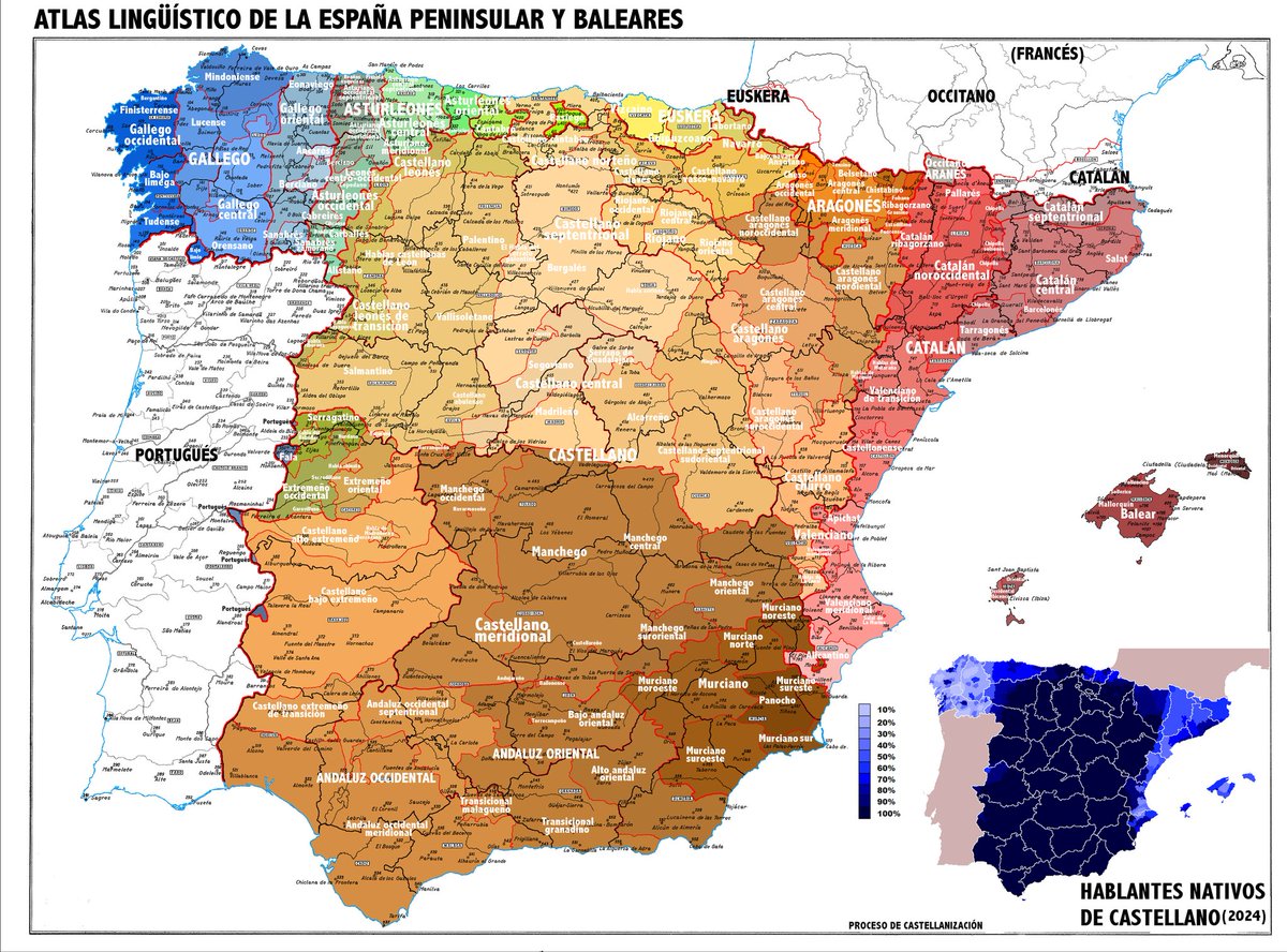 Us presiento el mapa lengüistico de la España peninsular y Baliares