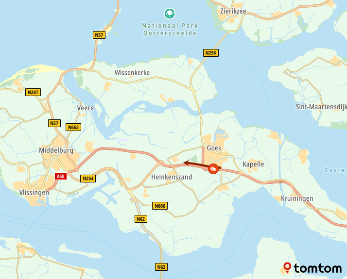 Ongeluk met vrachtwagen op A58 bij Heinkenszand