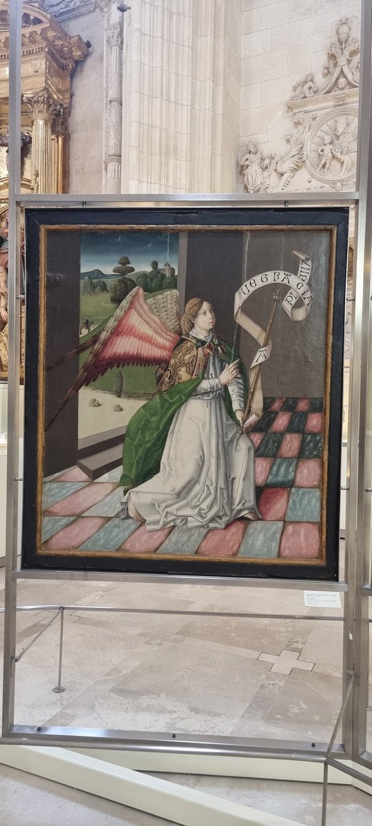RESTOS DE UN RETABLO DE LA VIDA DE CRISTO. Hacia 1500 
"San Gabriel" 
ESCUELA DE FRAY ALONSO DE ZAMORA (;,Maestro de Oña?) Témpera sobre tabla 

#Catedral de #Burgos