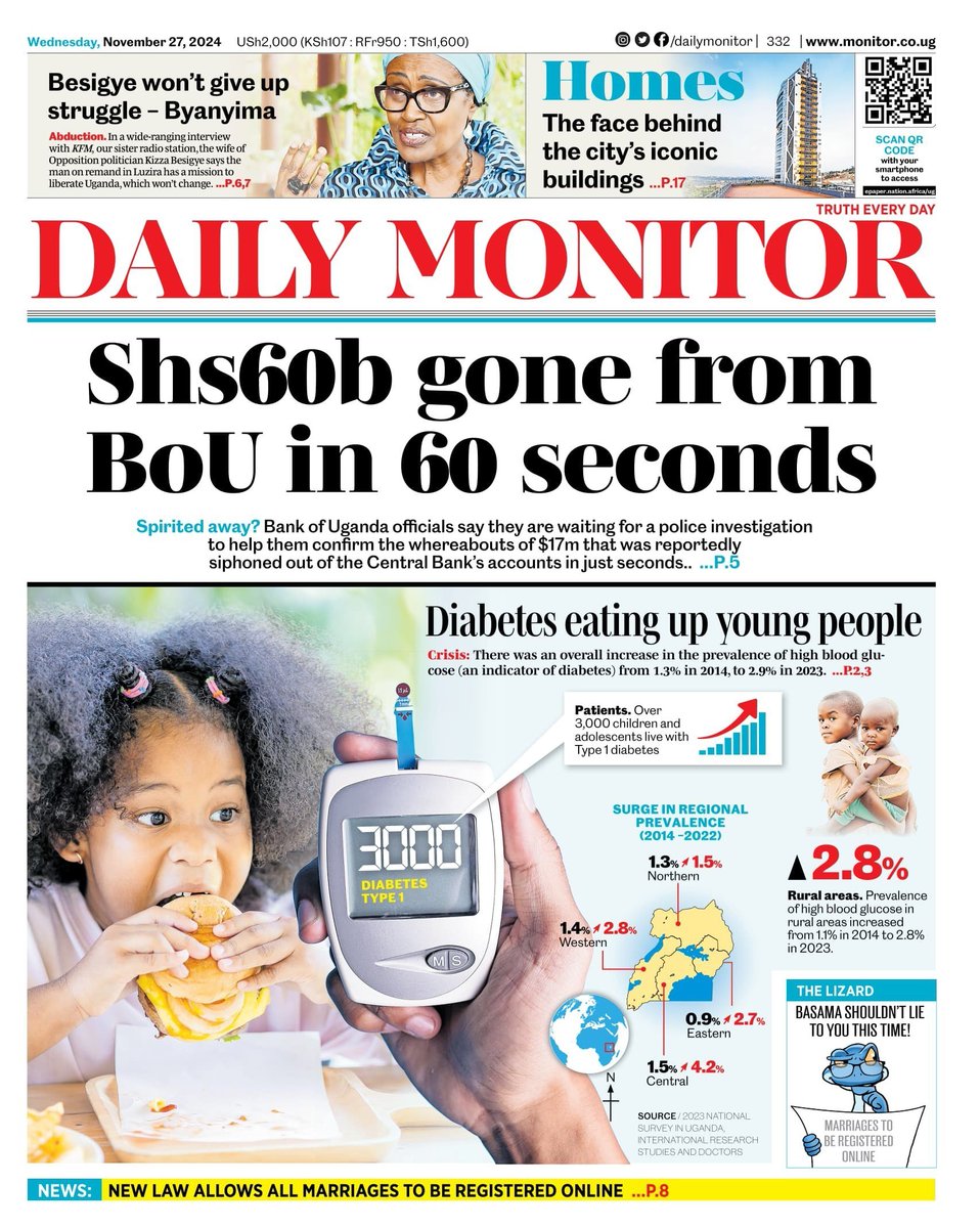 theeduke10's tweet photo. I know you only saw how Bank of Uganda lost 60b in 1 minute.

What I saw first is "Diabetes eating up young people".

Let us fix our diet guys. https://t.co/9F0EWPfgHV