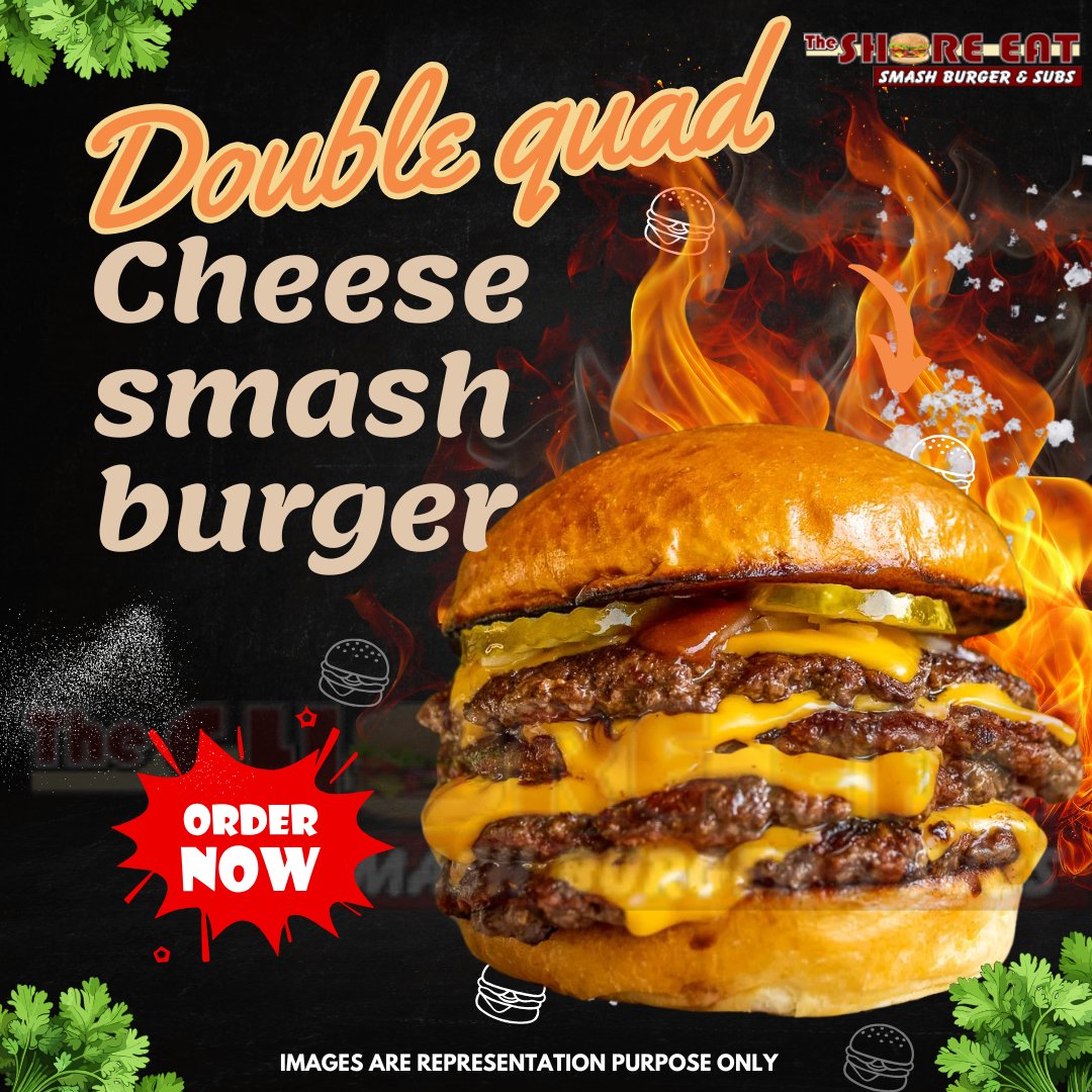 theshore_eat's tweet photo. 👉Indulge in the ultimate burger experience with our Double Quad Cheese Smash! Loaded with juicy patties, gooey cheese, and flavor-packed goodness. Don’t miss out—treat yourself today!🍔🧀
#CheeseSmash #BurgerLovers #UltimateBite
👉𝐖𝐞𝐛𝐬𝐢𝐭𝐞: https://t.co/3vHOrcdP3M https://t.co/rsg6wi1Qcf