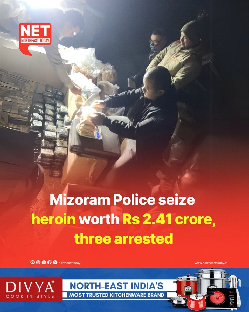 RanaNep's tweet image. #NetSnippet | Mizoram Police seized over 8 kilograms of heroin, valued at Rs 2.41 crore, in Aizawl on Tuesday, making it the largest drug haul in the state’s history.