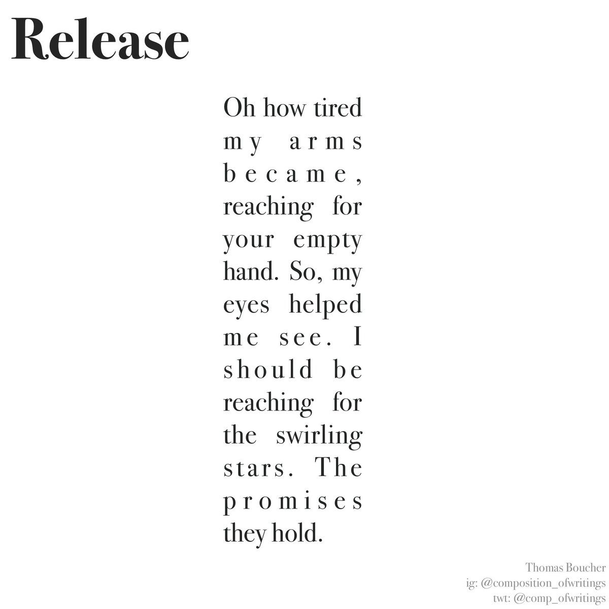 Release - Thomas Boucher 

Learning to let go

#poems #poetry #writing #stories #shropshire