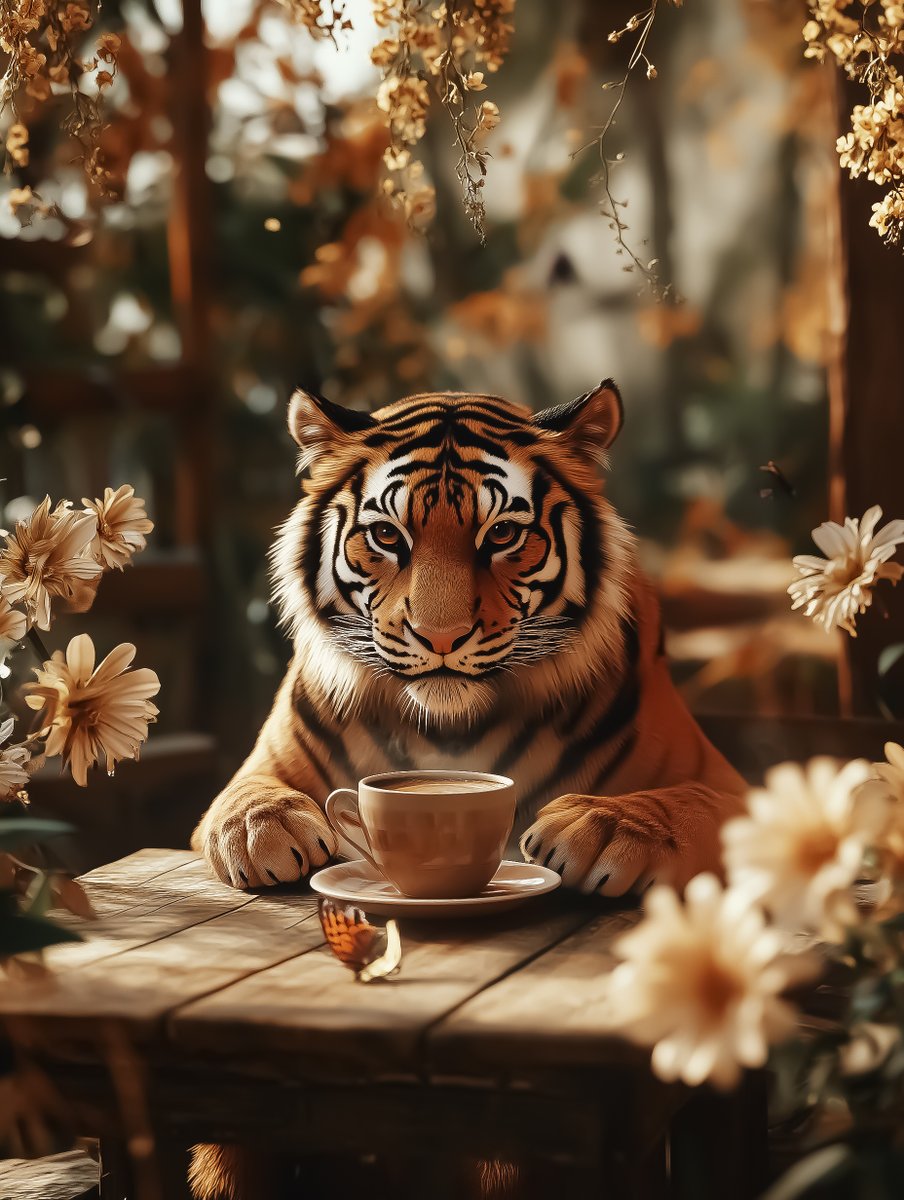 TYZU's tweet image. Pawsitively Purrfect Brew
Ever seen a tiger sip coffee with style? ☕️ Just remember: "A cup of coffee shared with a friend is happiness tasted and time well spent!" Let’s hear your #coffee opinions! 🐾✨