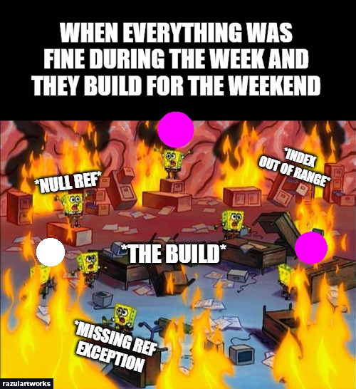 razulartworks's tweet photo. It's always on a weekend somehow. And don't get me started on Holidays

#vfx #repair #fix #fixit #dev #devops #unity #unreal https://t.co/ifepcN9VmI