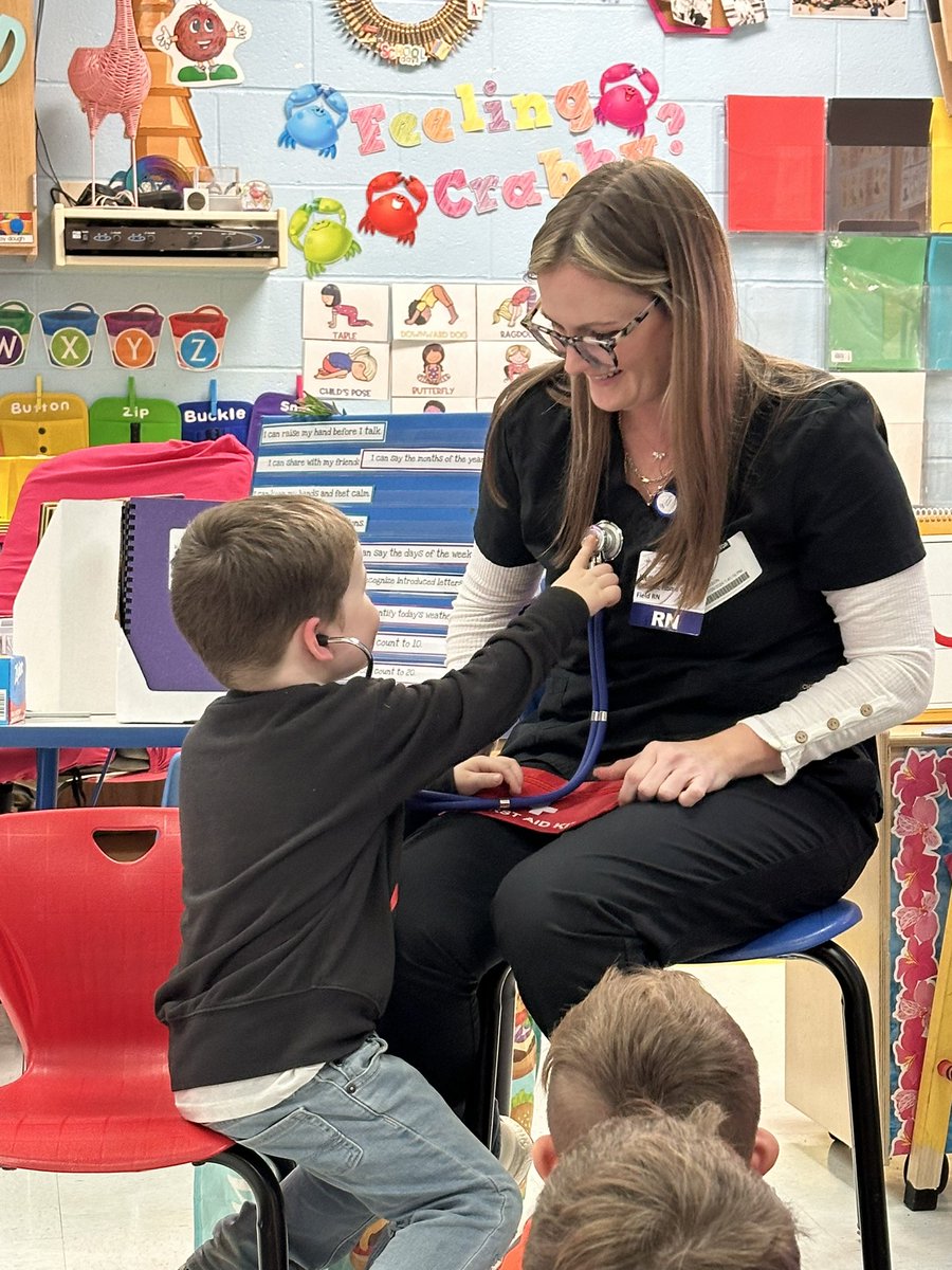 mrs_pre's tweet photo. Parents are a child’s first teacher. Thank you to Mrs. Kelly who came in today to teach the kids about nursing! They each received their own first aid kit and loved having you! @OquenockWI https://t.co/D1cGjeghNg