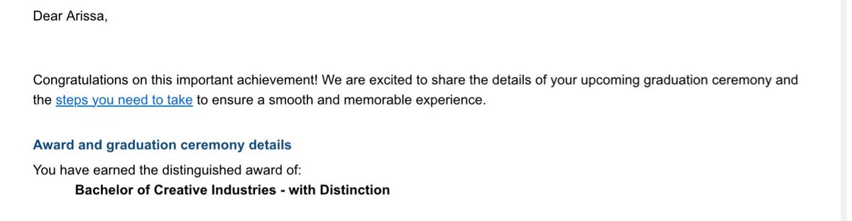 GUYS I GRADUATED WITH DISTINCTION