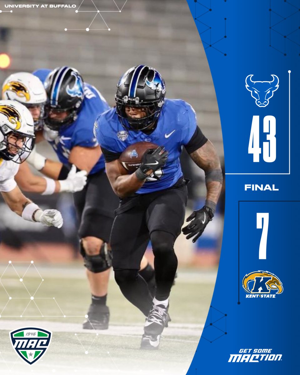 MACtion (@macsports) on Twitter photo The Bulls finish the regular season with a dominant win over Kent State ๐ฅ๐ค
#UBhornsUP ๐ค| <a href="/UBFootball/">UB Football</a> | #MACtion The Bulls finish the regular season with a dominant win over Kent State ๐ฅ๐ค
#UBhornsUP ๐ค| <a href="/UBFootball/">UB Football</a> | #MACtion