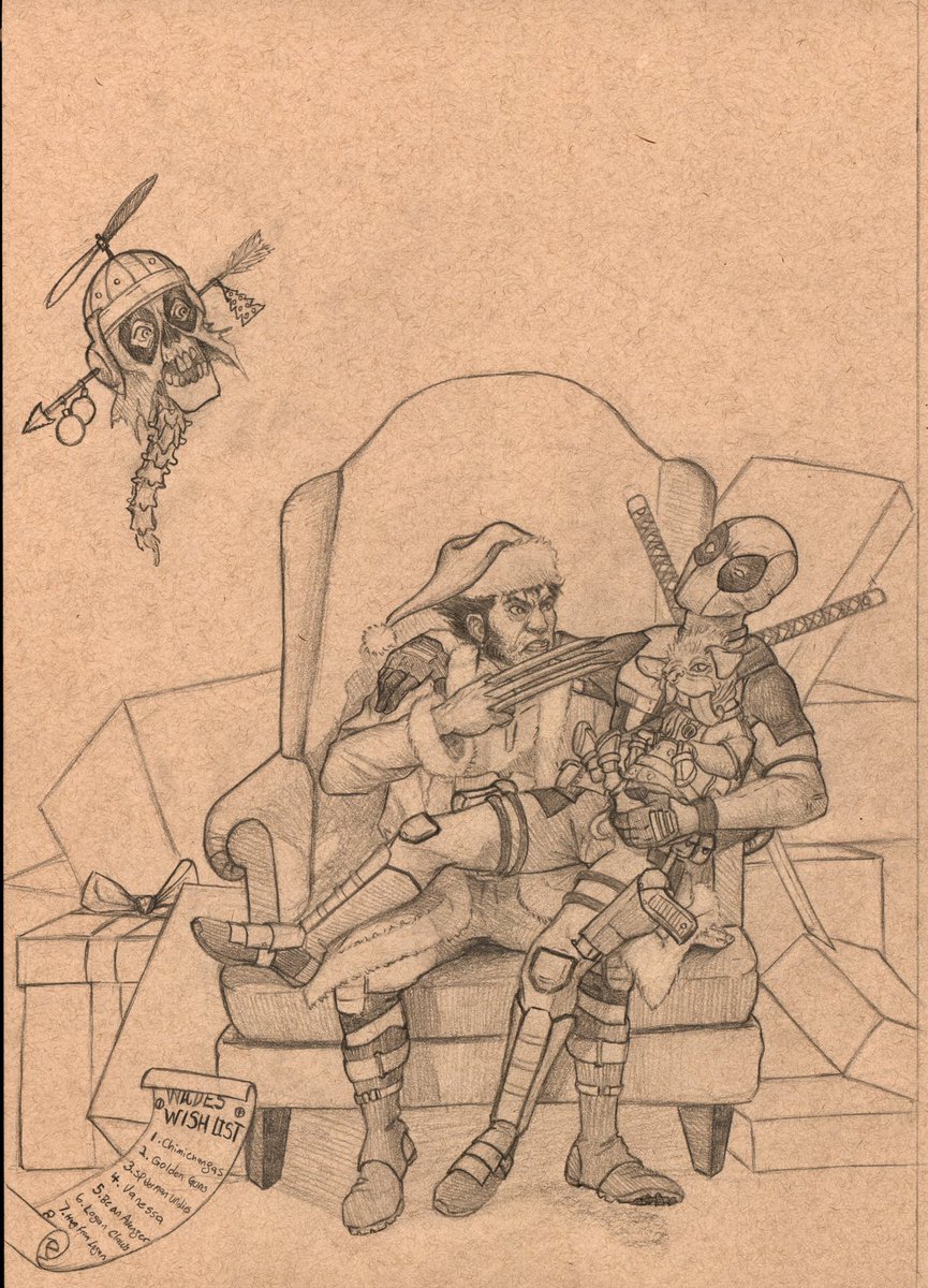medellinboy's tweet photo. Finally finished this year’s Xmas card! Now is off to get it printed. “Santa’s List” 11x14. #art #digitalart #digitalpainting #deadpool #wolverine #marvel #fanart #christmas #christmascard #xmas #dogpool #headpool #xmen #comics #comicbooks #photoshop #pencildrawing https://t.co/MDgOvFCEnN