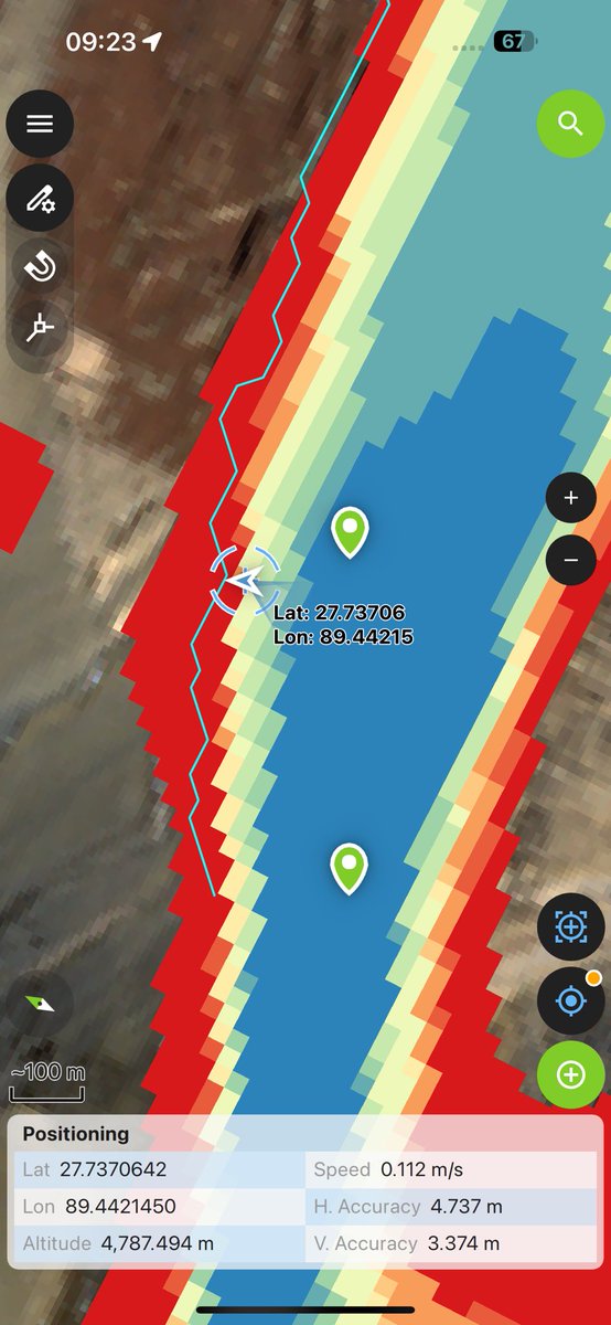 drhimalayas's tweet photo. 19 HOBO Tidbit temperature sensors are being installed in the headwaters of Thim Chu (Yaree La area) based on the permafrost probability map developed at ICIMOD and embedded within App @QFieldForQGIS (4/5) https://t.co/DHFaQSyPyg