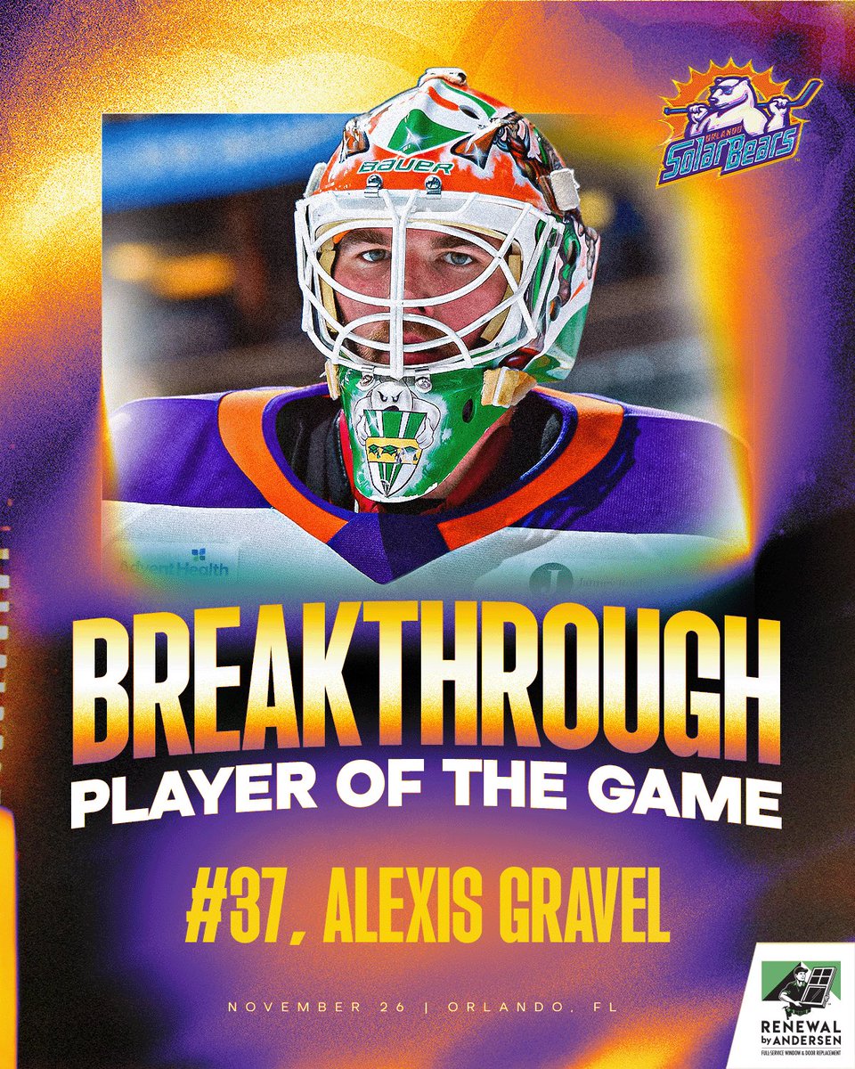 Our <a href="/RbAFlorida/">Renewal by Andersen of Florida</a> Breakthrough Player of the Player of the Game with 41 saves tonight.. <a href="/alexis_grave1/">Alexis Gravel</a> 👊