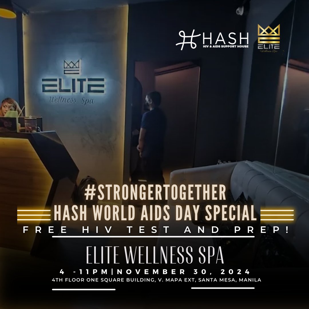 HASH_Support's tweet photo. #StrongerTogether

HASH World AIDS Day Special!

Get FREE HIV testing and PrEP (Pre-Exposure Prophylaxis) in several locations this November 30, 2024

Register here: https://t.co/tYI6Z8t5p8 https://t.co/4vAljcntpu