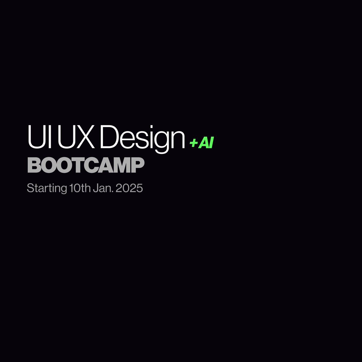 If you're interested in learning how to design websites and mobile apps in 2025

Sign up to our upcoming UI UX Design Bootcamp starting on the 10th of January

Start your year with learning a skill that can change your life

See my pinned tweet to Register
