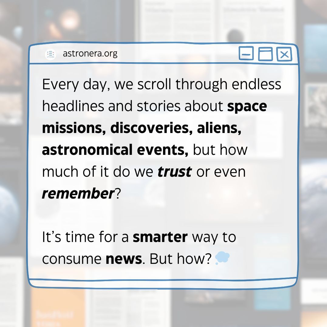 AstronEra's tweet image. What reliable sources do you follow for astronomy updates? 🌟

#SpaceNews #SpaceUpdates #CuratedContent #StayInformed #InteractiveNews #AstronomyNews #AstronomyUpdates
