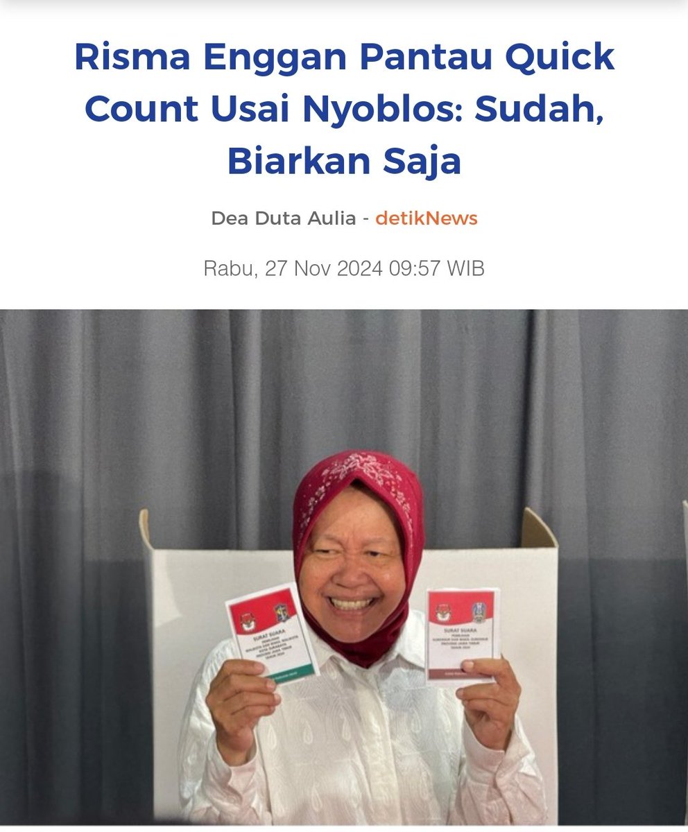 Cagub Jawa Timur nomor urut 3, Bu Risma mencoblos di TPS 16, RT 1 RW 4, Kelurahan Jajar Tunggal, Kecamatan Wiyung, Surabaya, hari ini. Kedatangan Risma lebih awal daripada jadwal pembukaan TPS di rumah pribadinya di kawasan Wiyung pukul 07.00 WIB.

#burismamerakyat
#pelayanrakyat