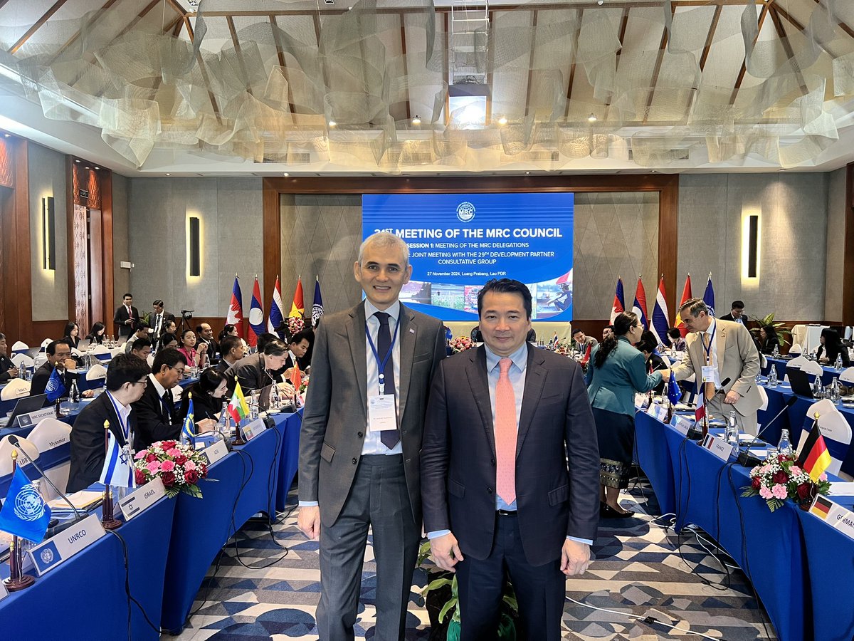 Ran into an old friend <a href="/BakhodirAB/">Bakhodir Burkhanov</a> , UNRC in Lao PDR, former UNDP🇻🇳DRR, at 31st Mekong River Commission Council Meeting in Luang Prabang <a href="/UNDPVietNam/">UNDP in Viet Nam</a>