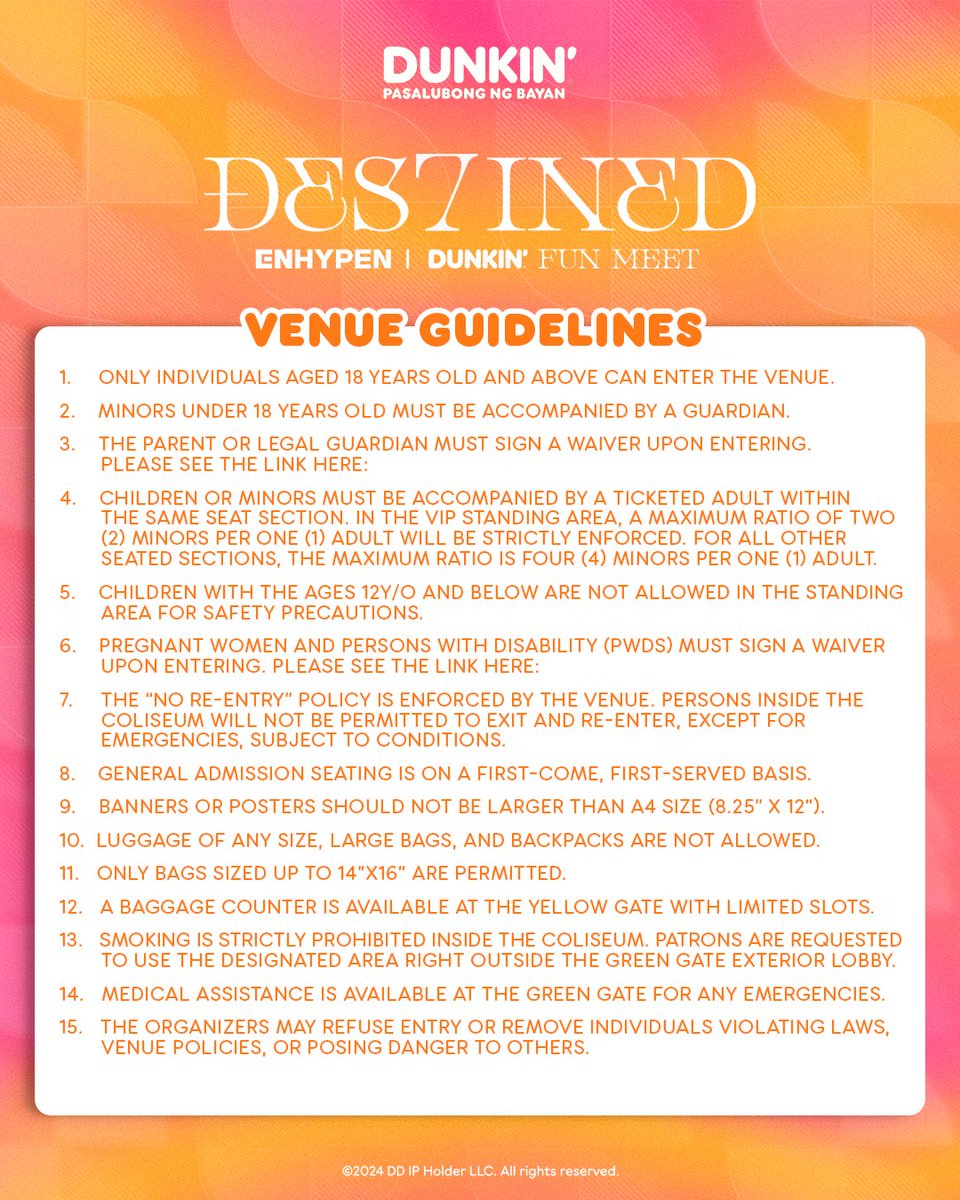 dunkinph's tweet photo. Hey, ENGENEs! 🥳 Here are some guidelines to ensure that we all have fun on the much anticipated event. See you soon! 🙌

#DES7INED_ENHYPEN_with_DUNKINPH! #ENHYPEN
 
Visit the link to view the waiver:
https://t.co/1QaiAQ4o9V
https://t.co/7gclvGo4Uq https://t.co/yyUdSYZjFs