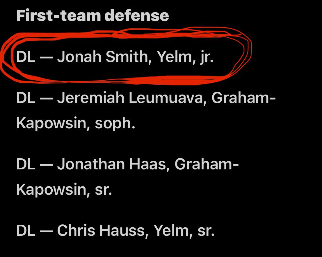 Jonah Smith (@jonahsmith63) on Twitter photo Beyond blessed to be named 1st team All-League DL! AGTG!! 🙏🙏
<a href="/CoachRonquillo/">Jason Ronquillo</a> <a href="/ToddCordova2/">Todd Cordova</a> <a href="/PrepRedzoneWA/">Prep Redzone Washington</a> <a href="/manley_tnt/">Jon Manley</a> <a href="/BrandonHuffman/">Brandon Huffman</a> Beyond blessed to be named 1st team All-League DL! AGTG!! 🙏🙏
<a href="/CoachRonquillo/">Jason Ronquillo</a> <a href="/ToddCordova2/">Todd Cordova</a> <a href="/PrepRedzoneWA/">Prep Redzone Washington</a> <a href="/manley_tnt/">Jon Manley</a> <a href="/BrandonHuffman/">Brandon Huffman</a>