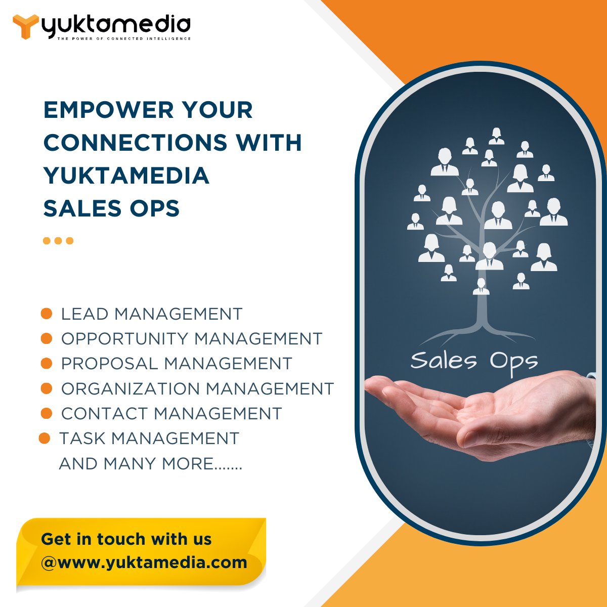 Streamline your sales processes with YuktaMedia Sales Ops! 
From lead management to task management and beyond, we empower your business to build stronger connections and achieve more. 
📞Get in touch: bit.ly/3NUnHIB
#SalesOps #BusinessGrowth #CRM #Yuktamedia #YuktaOne