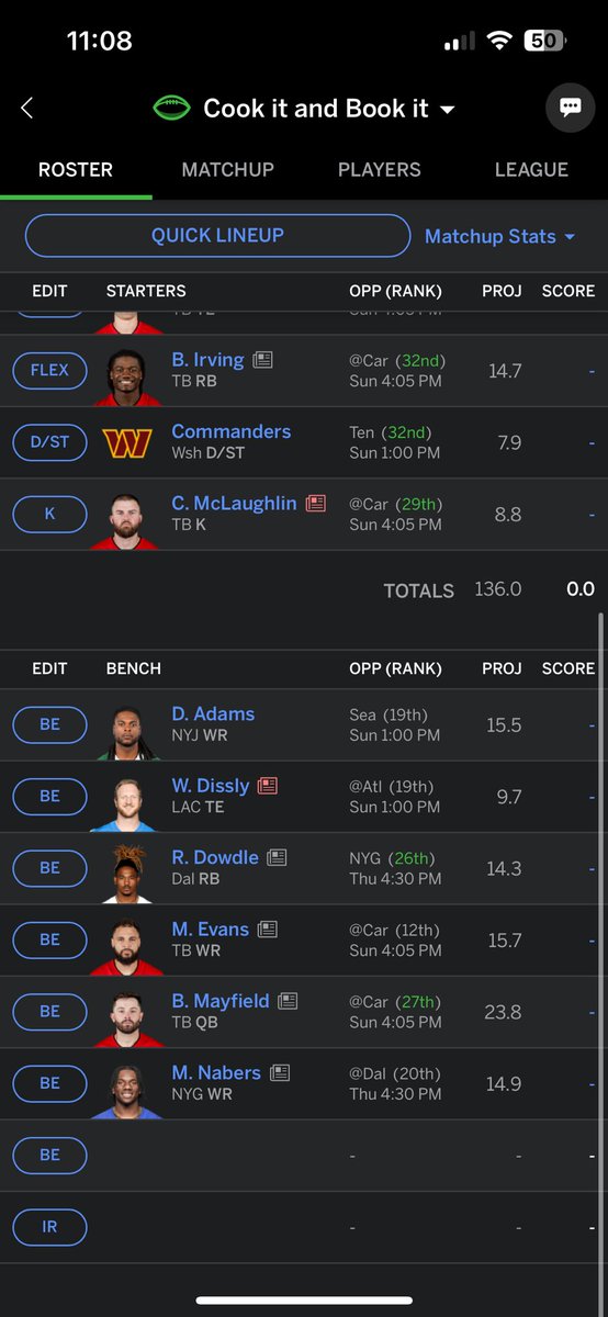badgett1025's tweet photo. @NFLFantasy need some help with my lineup this week. Let me know who to start and who to bench? https://t.co/lAzwZUBlLq
