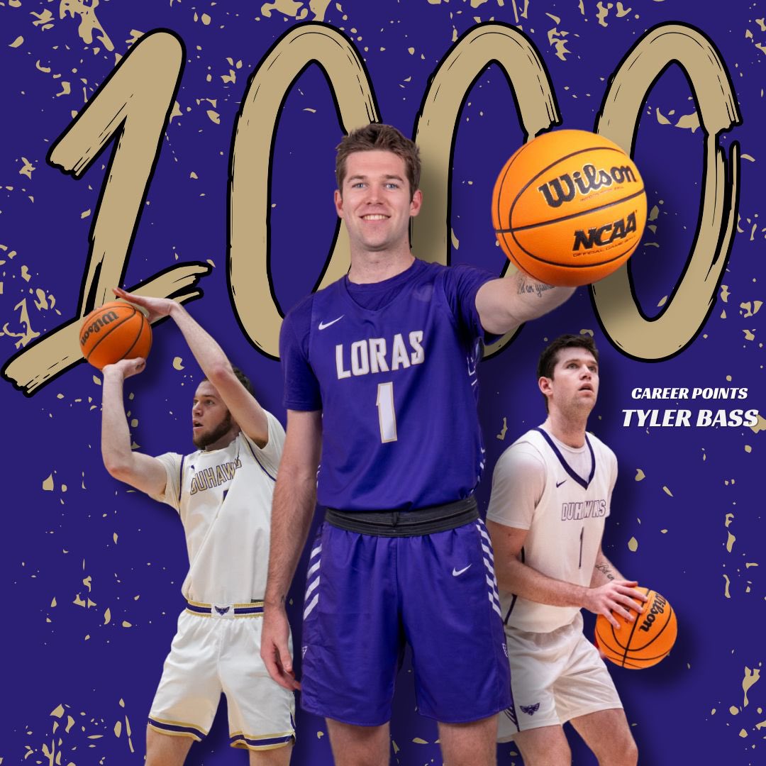 Loras Men’s Basketball (@duhawkmbb) on Twitter photo Congratulations to <a href="/tyler_bass/">Tyler Bass</a> for joining the 1️⃣0️⃣0️⃣0️⃣-point club after scoring a game-high 25 points in the Duhawks 90-74 victory over Coe!
#GoDuhawks Congratulations to <a href="/tyler_bass/">Tyler Bass</a> for joining the 1️⃣0️⃣0️⃣0️⃣-point club after scoring a game-high 25 points in the Duhawks 90-74 victory over Coe!
#GoDuhawks