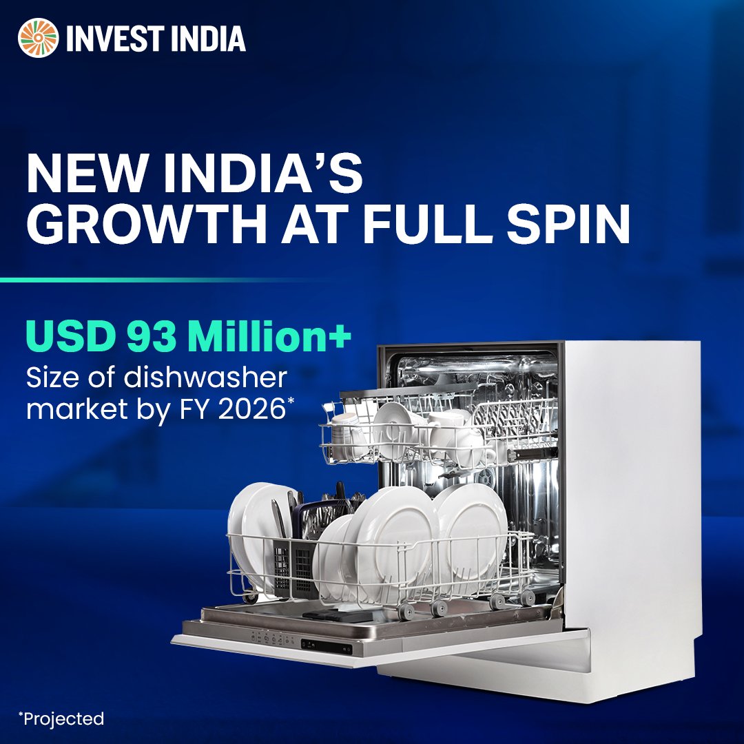 investindia's tweet image. The growing demand for #dishwashers in #NewIndia, driven by affordability &amp;amp; convenience, presents a promising opportunity for investors to capitalize on a rapidly expanding market.

Tap into this booming market at bit.ly/II_consumer-du…

#InvestInIndia #WhiteGoods #ConsumerGoods