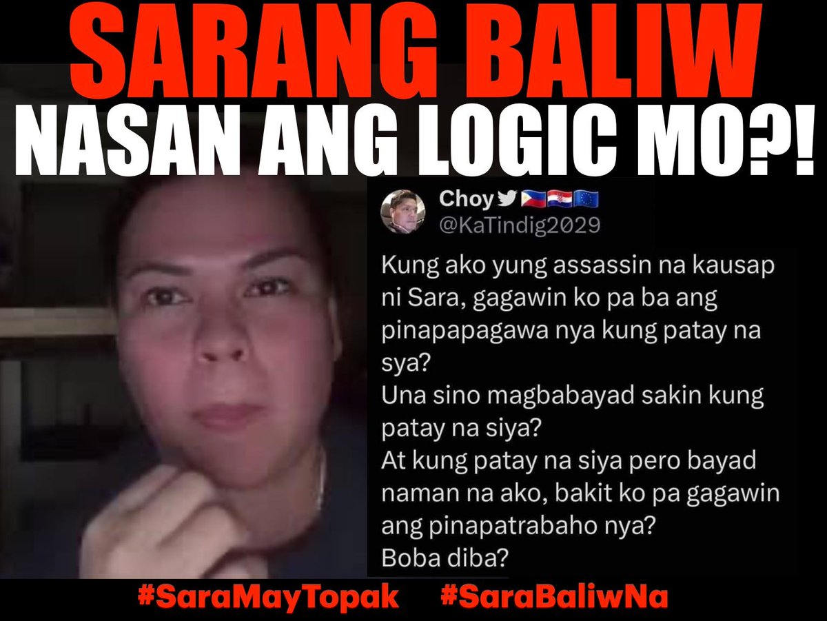 MPena79276's tweet photo. @inquirerdotnet Stop using it for your petty politics, Sara. #SaraBaliwNa #SaraMayTopak https://t.co/UYG2D1mW9R