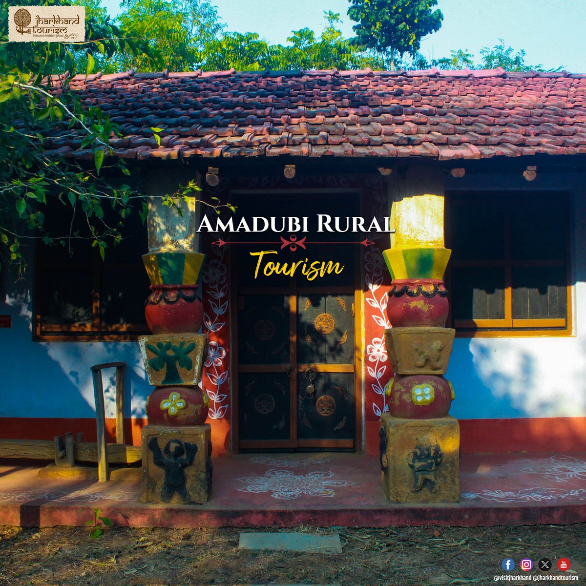 VisitJharkhand's tweet photo. Experience the vibrant culture of #Amadubi, Jharkhand, renowned for its ancient #Paitkarpaintings, tribal art, cultural events, and eco-tourism. Explore workshops, storytelling, and heritage cuisine in this serene rural tourism destination.
#VisitJharkhand #RuralTourism https://t.co/LAvVjwaMHB